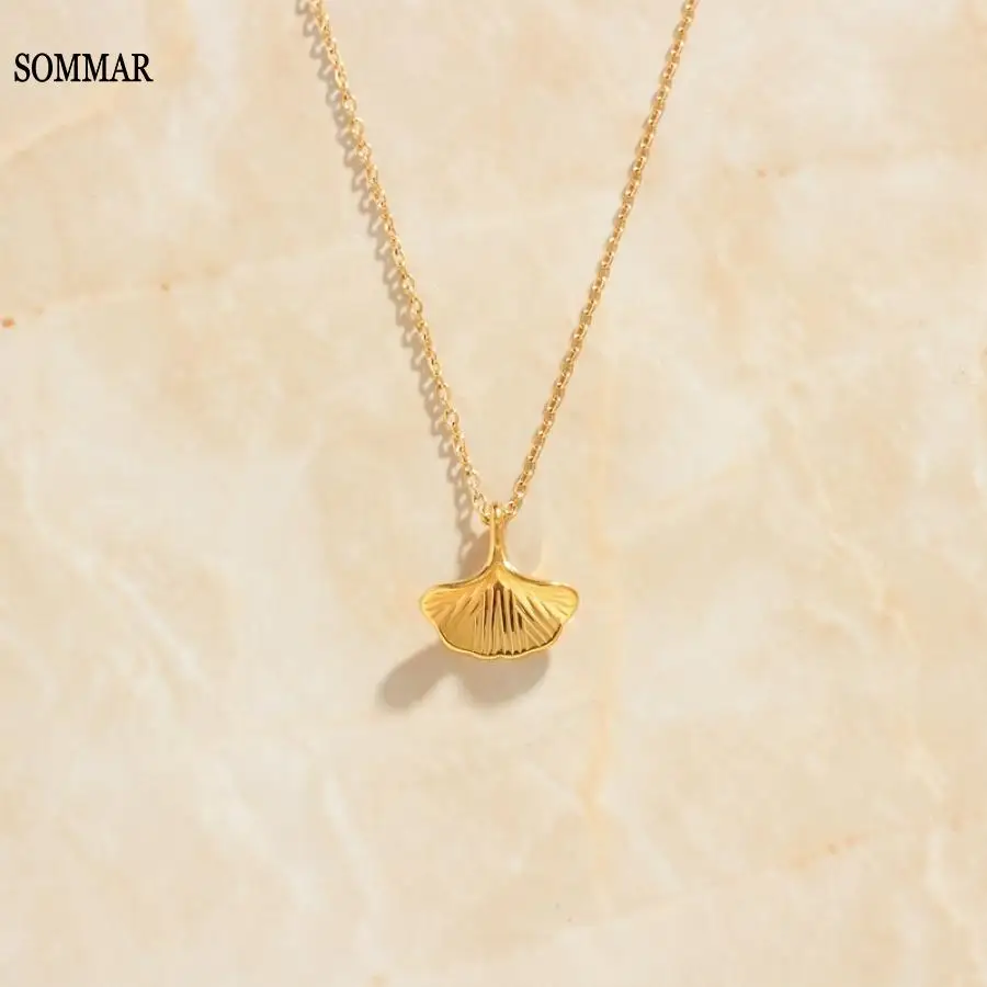 

SOMMAR Newest Gold color necklaces & pendants for women ginkgo leaf pendant tattoo choker Jewelry for women