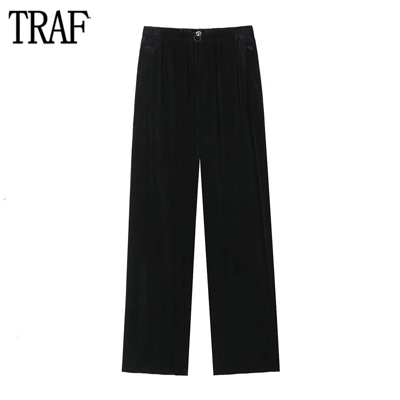 TRAF Velvet Baggy Pants Woman Black Wide Leg Pants for Women Pleated High Waist Pants Women Streetwear Basic Trousers Womens
TRAF Velvet Baggy Pants Woman Black Wide Leg Pants for Women Pleated High Waist Pants Women Streetwear Basic Trousers Womens