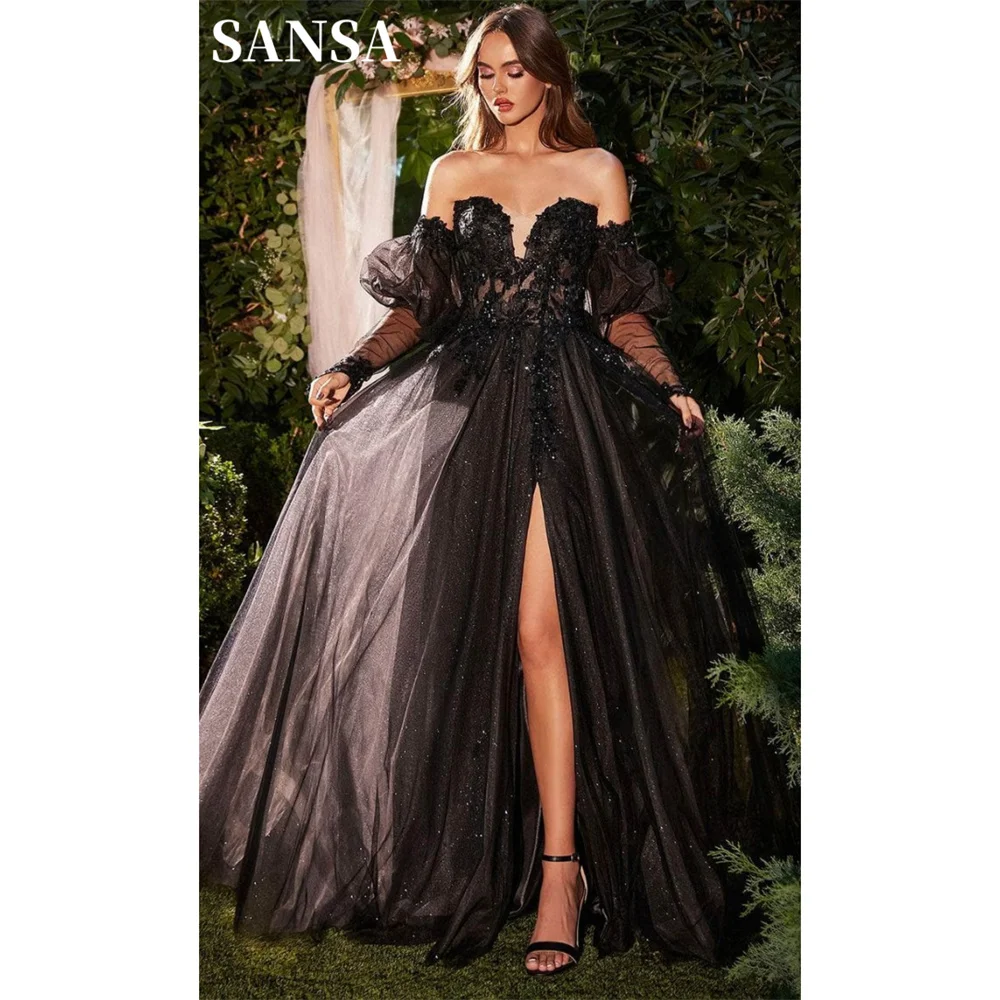 Sansa Black Sweetheart Long Sleeve Prom Dress 2024 Lace Embroid Vestidos De Noche Shiny Puffy Sleeve Graduation Ball Dress
Sansa Black Sweetheart Long Sleeve Prom Dress 2024 Lace Embroid Vestidos De Noche Shiny Puffy Sleeve Graduation Ball Dress