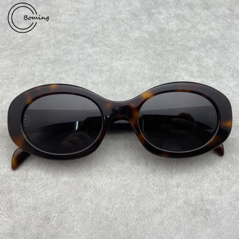 

CL40194 tortoise acetate sunglasses men oval fashion eyeglasses UV400 outdoor handmade women trendy Luxury brand SUN GLASSES