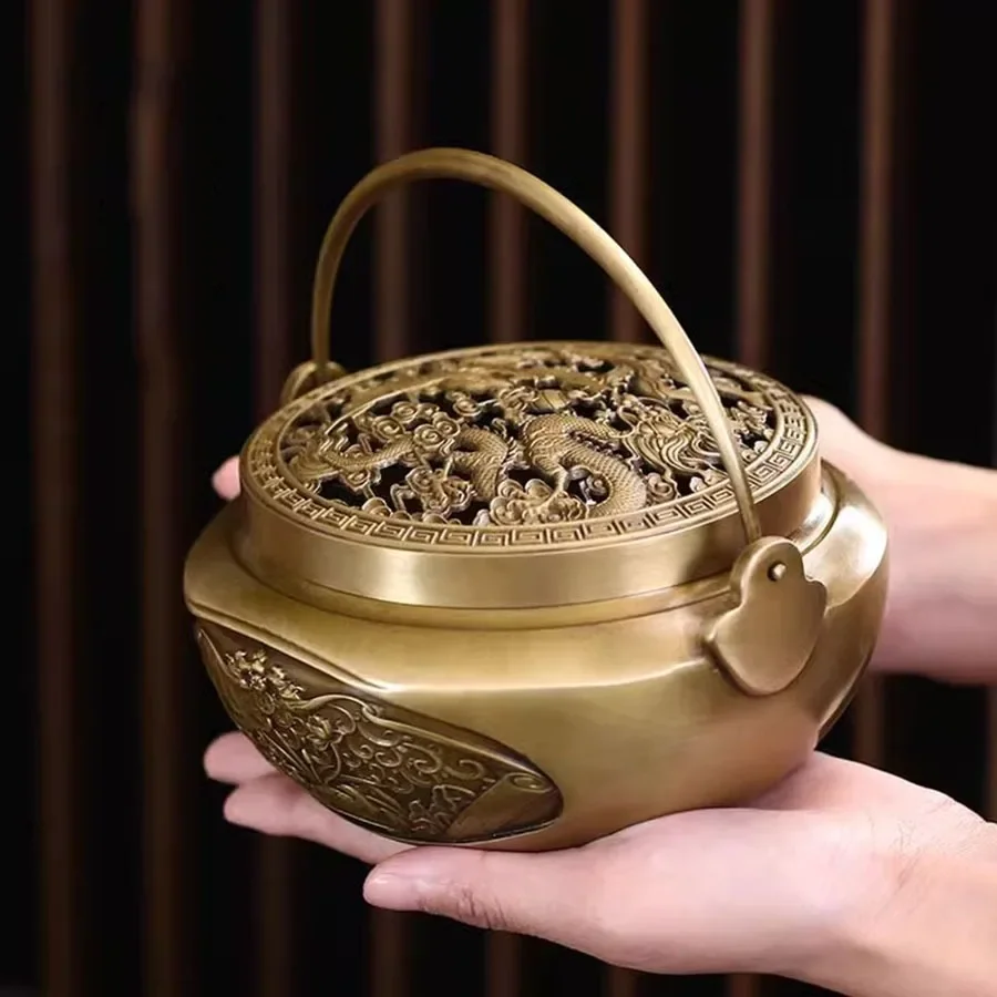 Ornament Incense Burner Handle Decoration Oriental Incense Burner Vintage Copper Chinese Gift Traditional Encensoir Home Decor
Ornament Incense Burner Handle Decoration Oriental Incense Burner Vintage Copper Chinese Gift Traditional Encensoir Home Decor