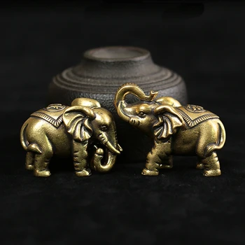 골동품 청동 귀여운 코끼리 미니어처 인형, 책상 장식 액세서리, 구리 동물 조각, 홈 장식 공예
