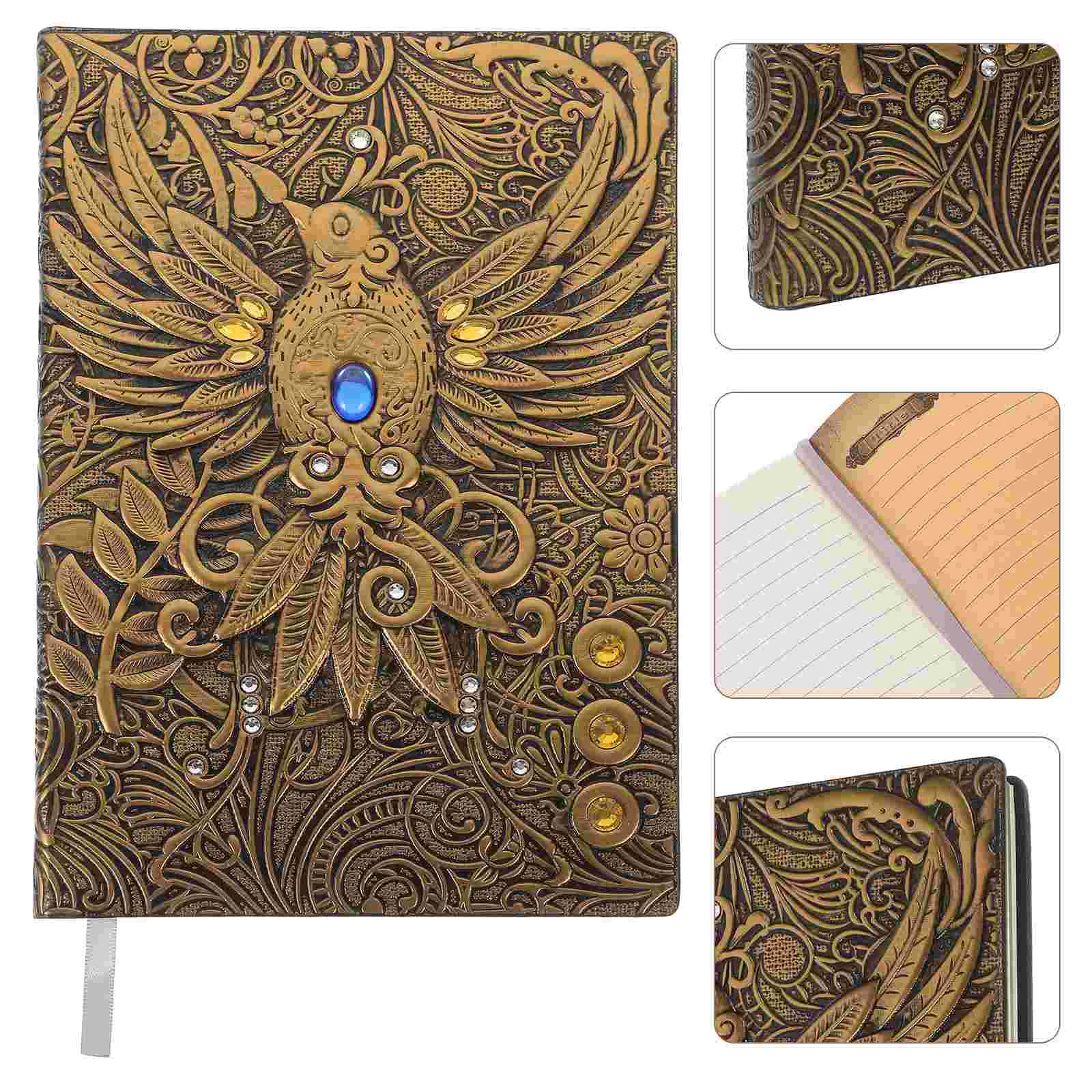 

Embossed Notepad Travel Journal Retro Pu Sketchbook Women Aesthetic Notebook Diary Paper Writing Gift for