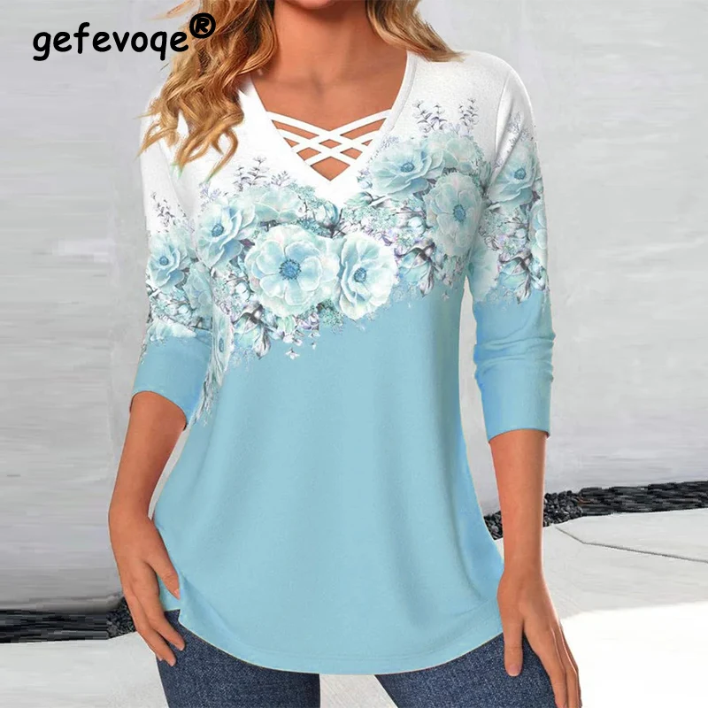 Spring Autumn New V-neck Loose Casual Hollow Out Tees Female Long Sleeve Printing Tops Women Fashion All-match Pullover T-shirt
Spring Autumn New V-neck Loose Casual Hollow Out Tees Female Long Sleeve Printing Tops Women Fashion All-match Pullover T-shirt
