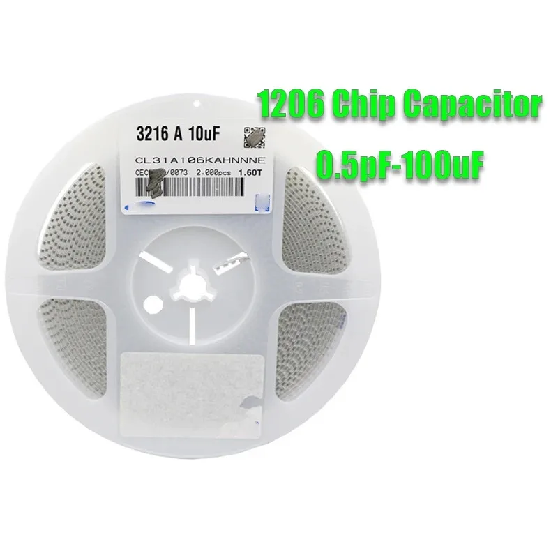 

Многослойный керамический конденсатор с 1 катушкой 1206 SMD Chip 0.5pF - 100uF 10pF 100pF 1nF 10nF 15nF 100nF 0,1 uF 1uF 2,2 uF 4,7 uF 10uF 47uF