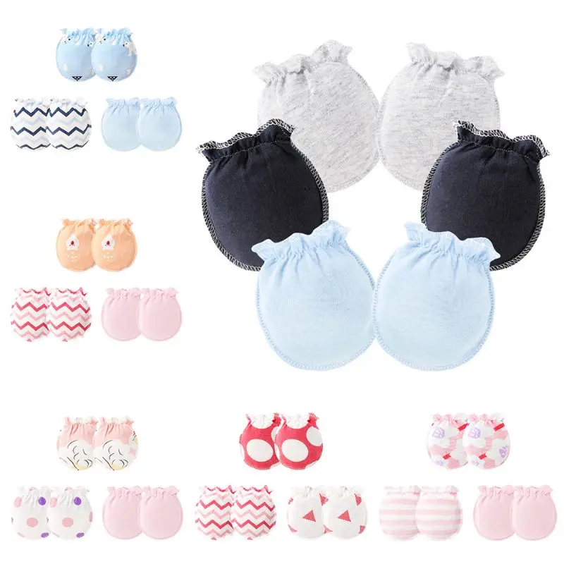 

Boy Girls Cotton No Scratch Gloves Color Matching Mittens for Baby Anti Eat Dropship