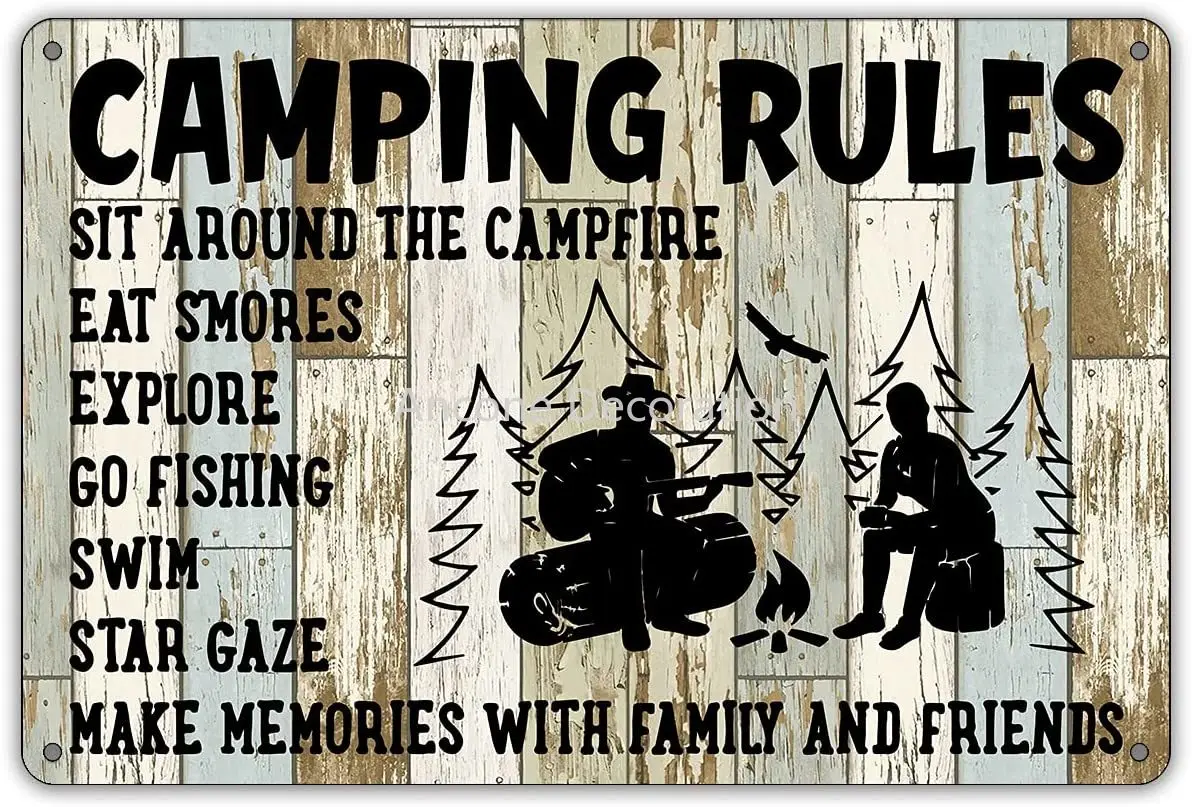 QIONGQI Funny Camping Rules Metal Tin Sign Wall Decor Farmhouse Rustic Camp Signs for Home Garage Men Cave Yard Camper
QIONGQI Funny Camping Rules Metal Tin Sign Wall Decor Farmhouse Rustic Camp Signs for Home Garage Men Cave Yard Camper