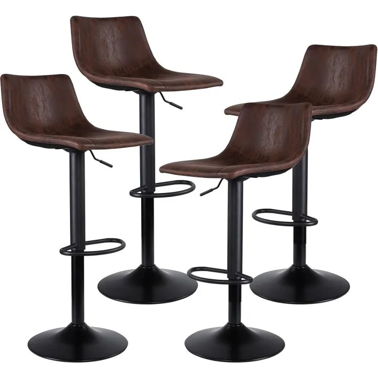 Bar Stools Set of 4 - Adjustable Barstools with Back and Footrest, Counter Height Bar Chairs for Kitchen, Pub - Retro Brown
Bar Stools Set of 4 - Adjustable Barstools with Back and Footrest, Counter Height Bar Chairs for Kitchen, Pub - Retro Brown