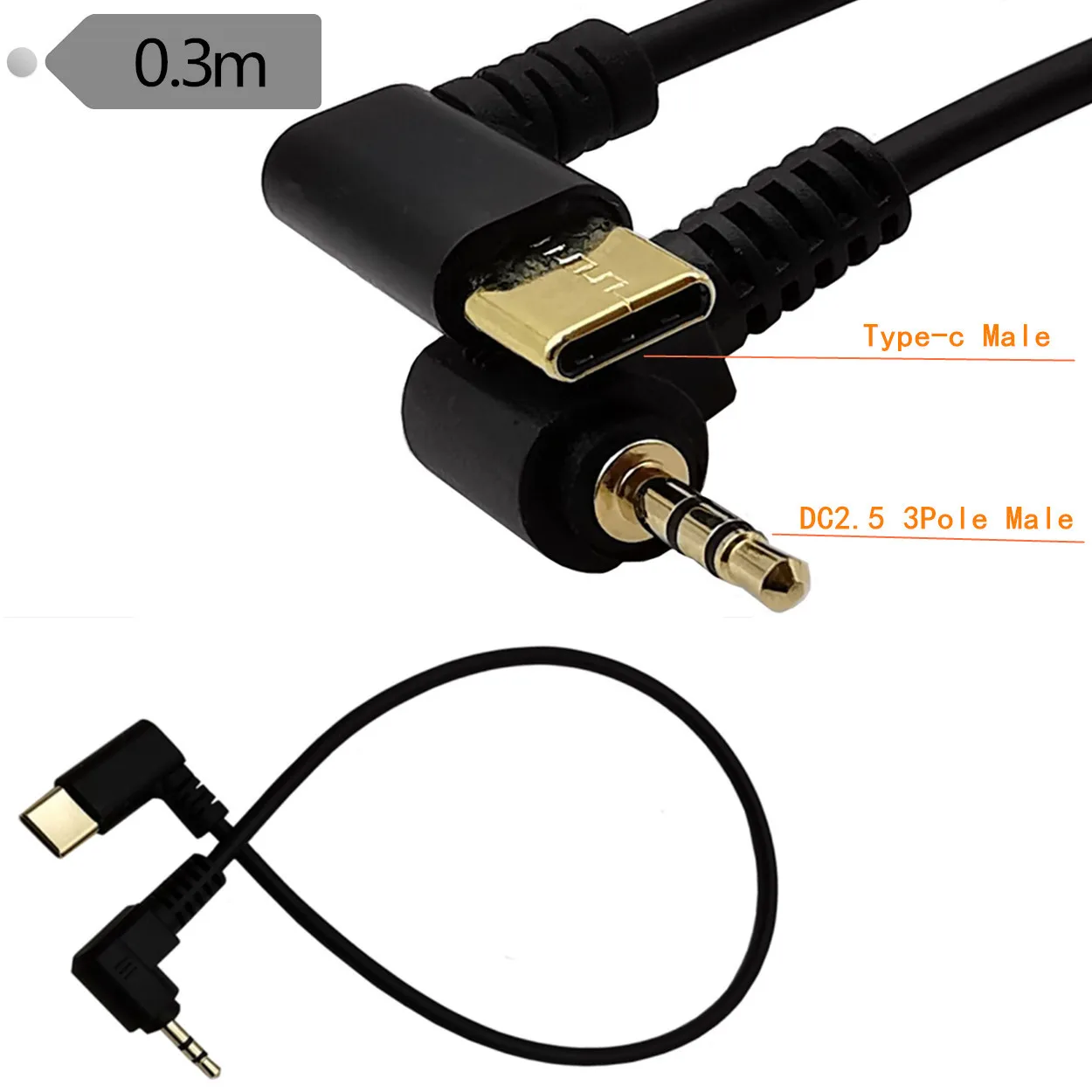 

Type-c to 2.5mm male gold-plated elbow audio adapter cable Mobile phone car AUX speaker headset connection cable