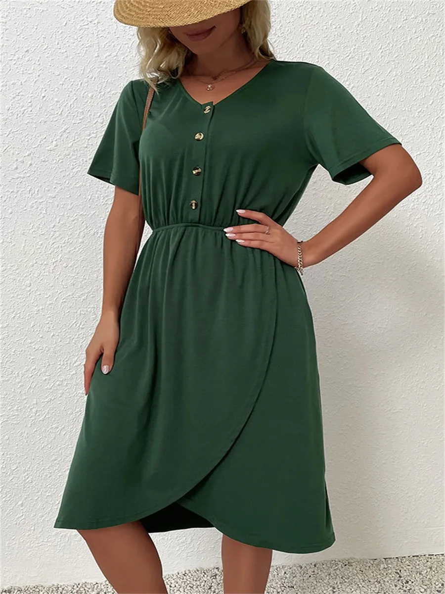 Popvil 2022 New Short Sleeve Solid V-Neck Split Wraps Dress Women Fashion Casual Pockets Pleated Dresses
Popvil 2022 New Short Sleeve Solid V-Neck Split Wraps Dress Women Fashion Casual Pockets Pleated Dresses