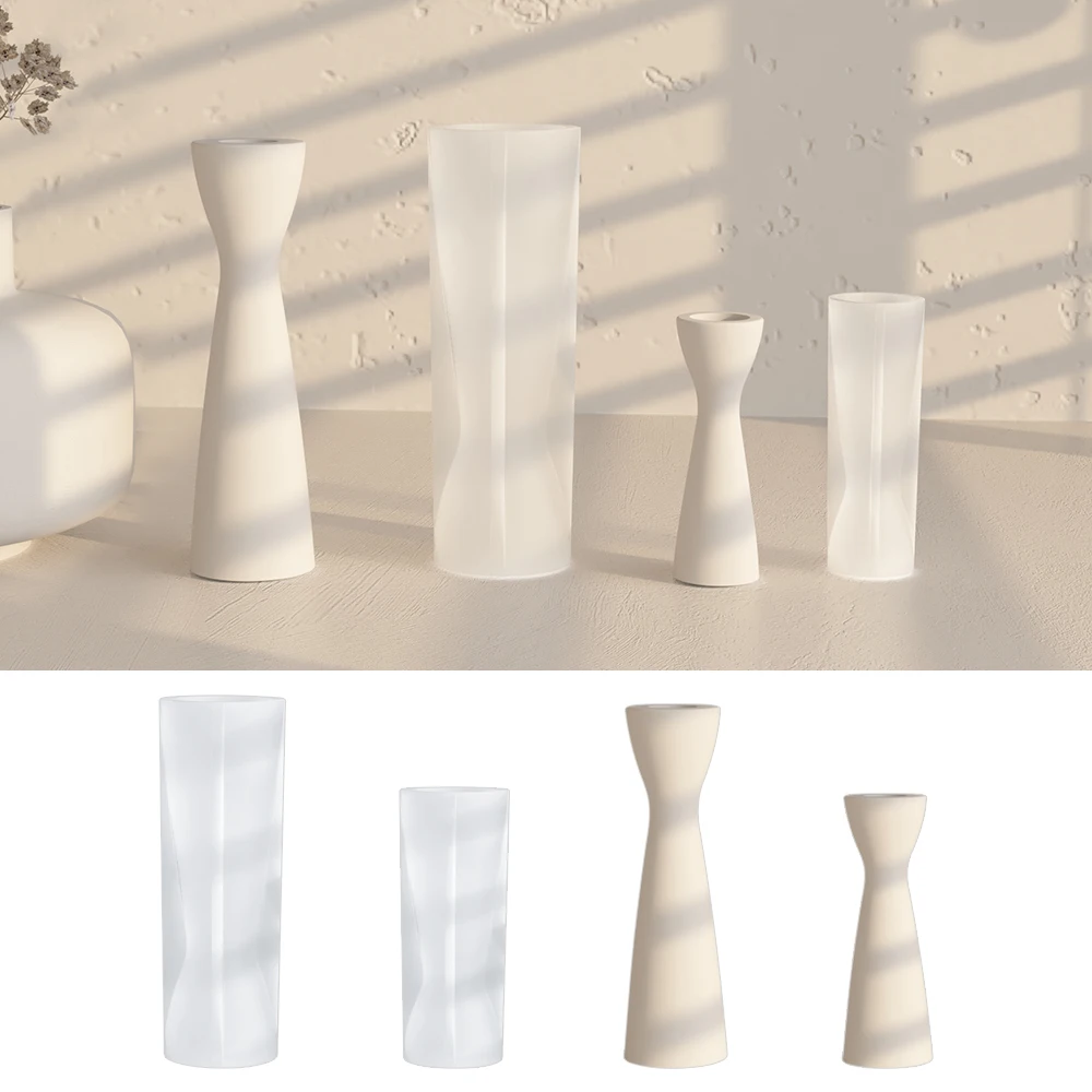 

S0117 DIY Spiral Long Rod Candle Holder Aromatherapy Gypsum Silicone Molds Candlestick Epoxy Resin Mold For Home Decoration