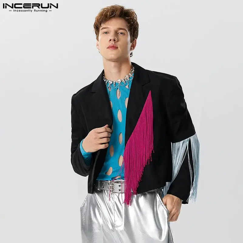 INCERUN Men Blazer Patchwork Tassel Lapel Long Sleeve One Button Casual Suits Men Streetwear Autumn 2023 Fashion Male Crop Coats
INCERUN Men Blazer Patchwork Tassel Lapel Long Sleeve One Button Casual Suits Men Streetwear Autumn 2023 Fashion Male Crop Coats