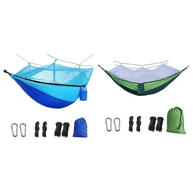 

Portable Outdoor Camping Hammock With Mosquito Net 1-2 Person Hanging Bed Parachute Fabric Sleep Swing