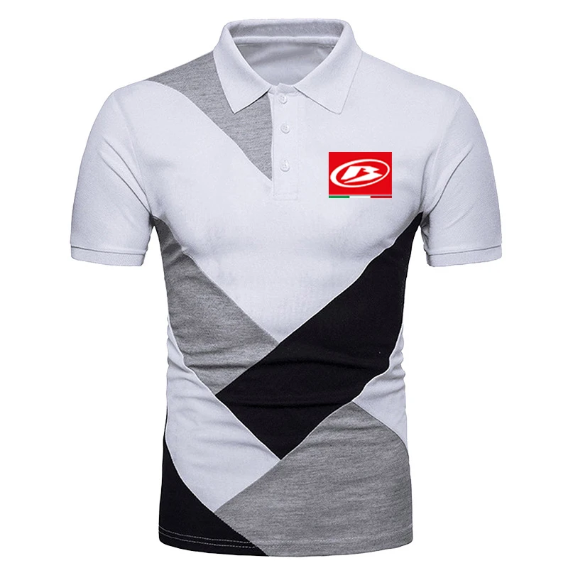 

2023 Summer Men Beta Racing Motocross Splicing Polo Shirt Harajuku Style Turndown Collar Button Short Sleeve Lapel T-shirt