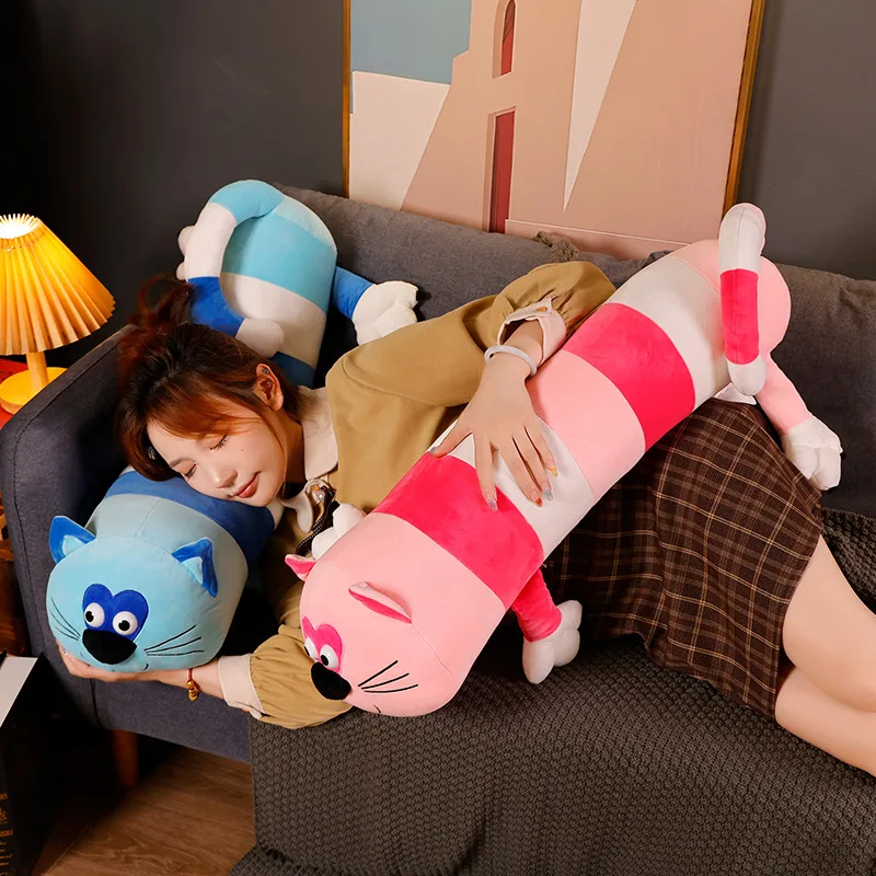 

45/80cm Cartoon Long Cat Plush Throw Pillow Toy Cute Stuffed Soft Animals Anime Big Foot Kitty Cushion Kawaii Xmas ValentineGift