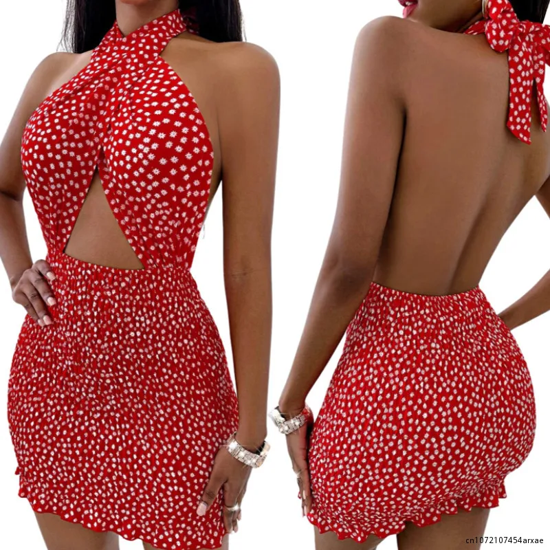 Women Close-fitting Backless Dress Sexy Floral Printed Pattern Halter Neck Hollow Out Short Dresses Summer 2023 Club Wear
Women Close-fitting Backless Dress Sexy Floral Printed Pattern Halter Neck Hollow Out Short Dresses Summer 2023 Club Wear
