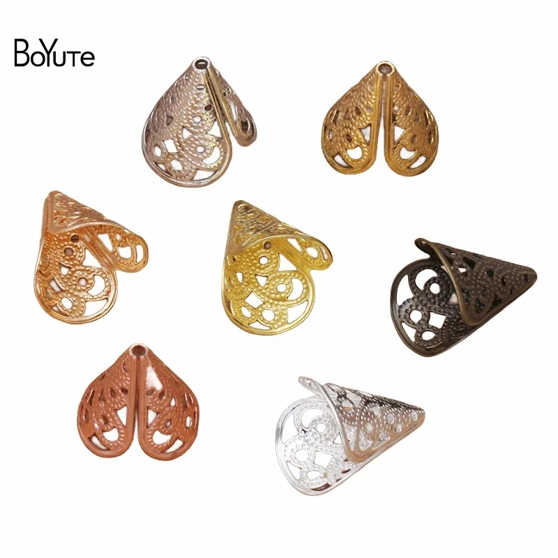 

BoYuTe Wholesale (200 Pieces/Lot) Metal Brass Stamping 9*17MM Filigree Bead Caps DIY Jewelry Findings