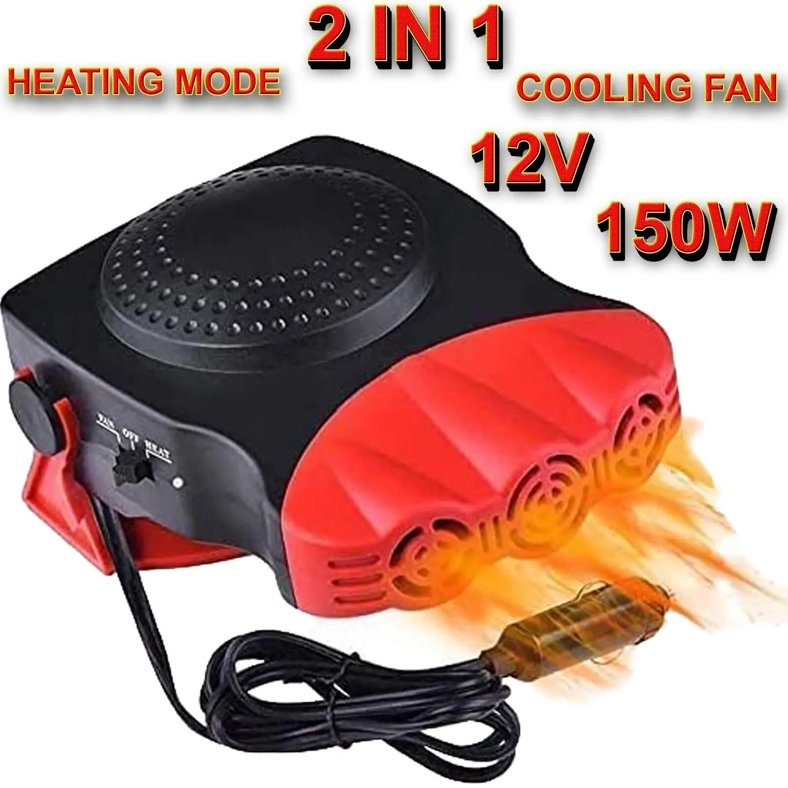 Car Heater 2 In 1 12V 150W Auto Portable Heating Fan With Swing-Out Handle Windscreen Defroster Dashboard Driving Demister
Car Heater 2 In 1 12V 150W Auto Portable Heating Fan With Swing-Out Handle Windscreen Defroster Dashboard Driving Demister