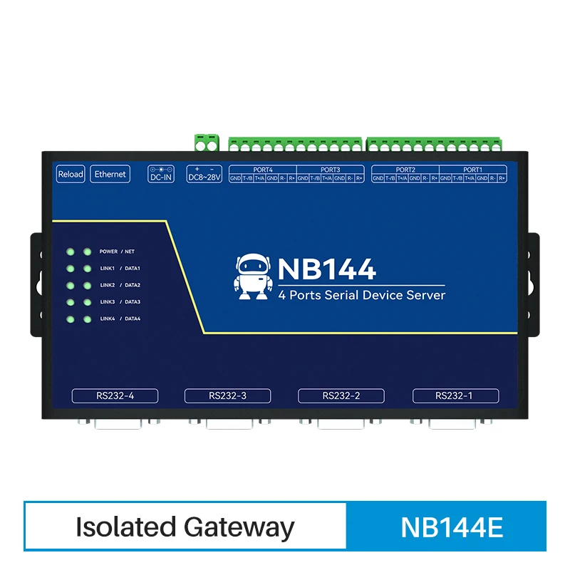 Изолированный последовательный сервер с 4 портами RS232 RS422 RS485 RJ45, Шлюз Modbus, питание POE, TCP/UDP/MQTT NB144E
Изолированный последовательный сервер с 4 портами RS232 RS422 RS485 RJ45, Шлюз Modbus, питание POE, TCP/UDP/MQTT NB144E