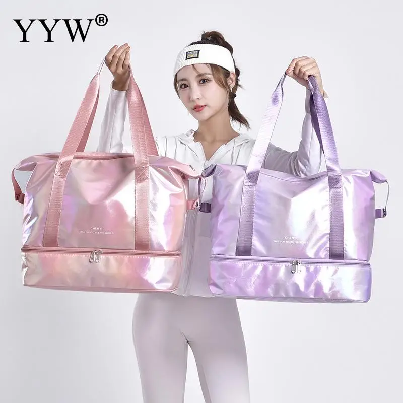 

Яркая Глянцевая водонепроницаемая сумка большой емкости, складные сумки-шопперы, спортивная сумка-цилиндр, практичная женская сумка для йоги