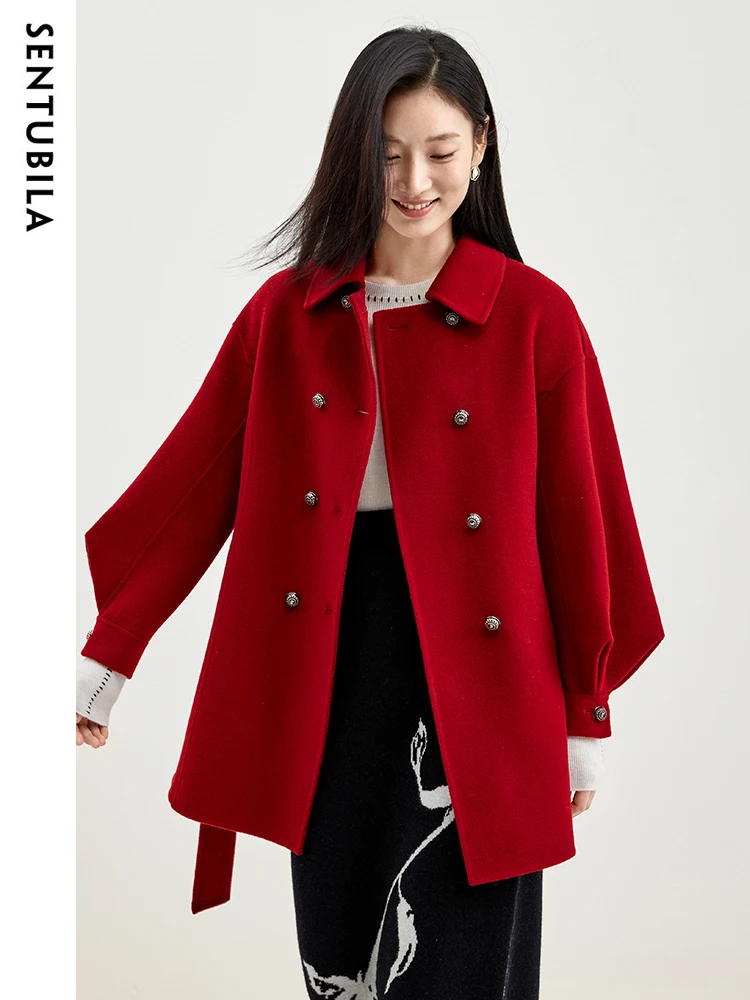 SENTUBILA Winter 100% Wool Coat Women Luxury High Quality 2023 Warm Double Breasted Belted Jacket Female Overcoat W24O42047
SENTUBILA Winter 100% Wool Coat Women Luxury High Quality 2023 Warm Double Breasted Belted Jacket Female Overcoat W24O42047