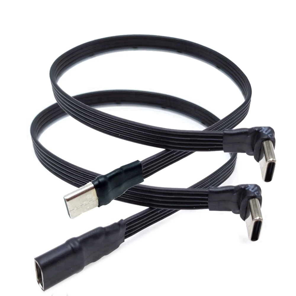 

USB 2.0 Type C to Type C Extension Cable 90° Adapter FPC FPV Band Flat USB C Cable 2A 5CM-100CM