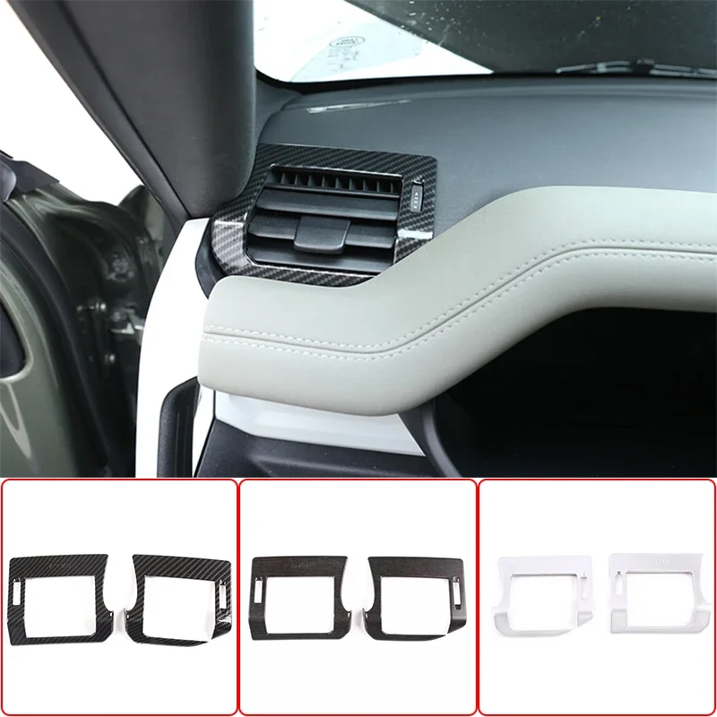 

Carbon Fiber ABS Chrome For Land Rover Defender 90 110 130 2020-2023 Car Accessories Dashboard Side Air Outlet Trim Cover Frame