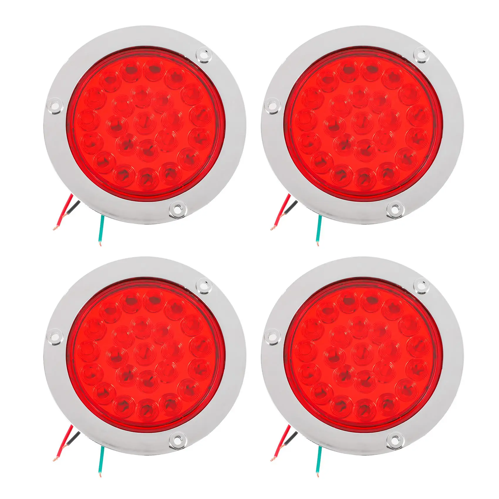 4 Pack Round Led Trailer Tail Lights Red 24 Led Flange Mount Waterproof Chrome 4 Inch Brake Stop Turn Lights 
4 Pack Round Led Trailer Tail Lights Red 24 Led Flange Mount Waterproof Chrome 4 Inch Brake Stop Turn Lights