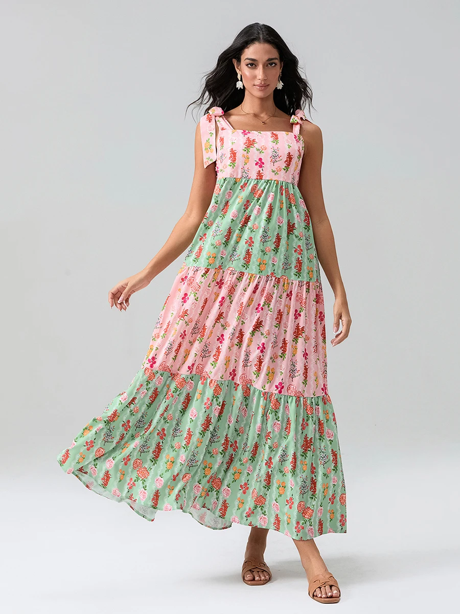 Women Tie-Up Long Dress Summer Floral Print Shoulder Strap Sleeveless Dress Casual Cami A-line Dress Holiday 2000s Streewear
Women Tie-Up Long Dress Summer Floral Print Shoulder Strap Sleeveless Dress Casual Cami A-line Dress Holiday 2000s Streewear