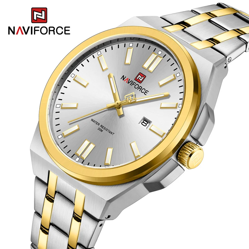 

NAVIFORCE New Design Fashion Watch for Men Luxury Stainless Steel Strap Waterproof Date Luminous Quartz Wristwatch Reloj Hombre