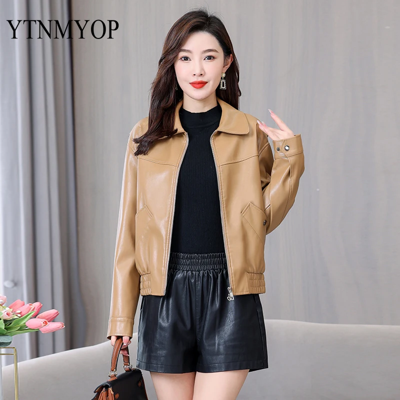 

New Arrival Spring Jacket England Style Fashion Leather Coat Turn-Down Collar Suede Women Faux Leather Clothing M-3XL Jackets