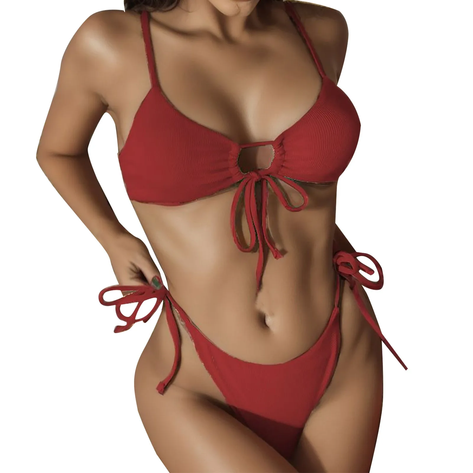 

Соблазнительное бикини 2023, женский купальник с низкой талией, Женский однотонный бразильский комплект бикини, купальный пляжный купальный костюм из 2 предметов, новая пляжная одежда