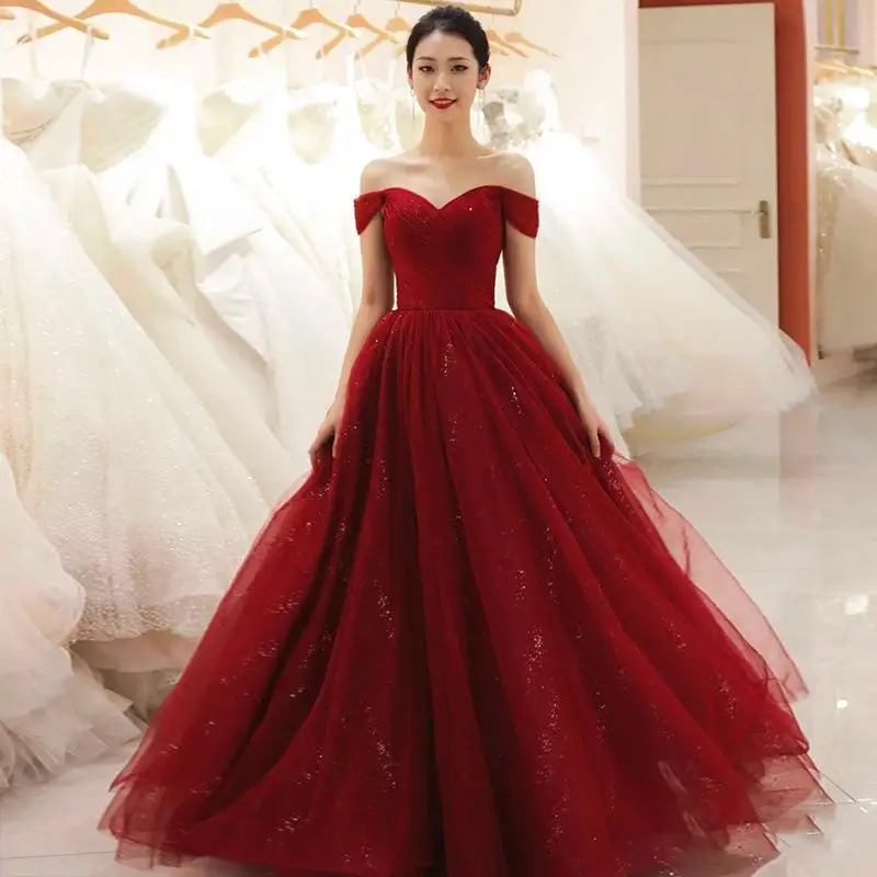 Sexy Off The Shoulder Long Evening Party Dresses A Line Wine Red Beaded Full-Length Tulle Formal Celebrity Prom Dresses
Sexy Off The Shoulder Long Evening Party Dresses A Line Wine Red Beaded Full-Length Tulle Formal Celebrity Prom Dresses