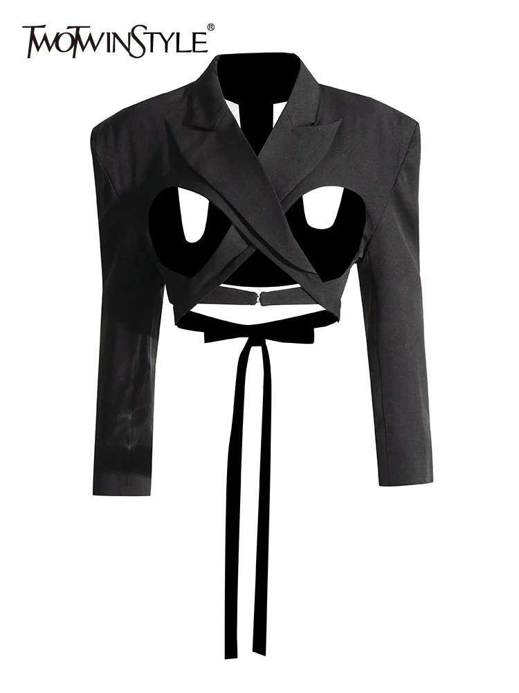 TWOTWINSTYLE Hollow Out Patchwrok Lace Up Blazers For Women Notched Collar Long Sleeve Slim Blazer Female Fashion Clothing New
TWOTWINSTYLE Hollow Out Patchwrok Lace Up Blazers For Women Notched Collar Long Sleeve Slim Blazer Female Fashion Clothing New