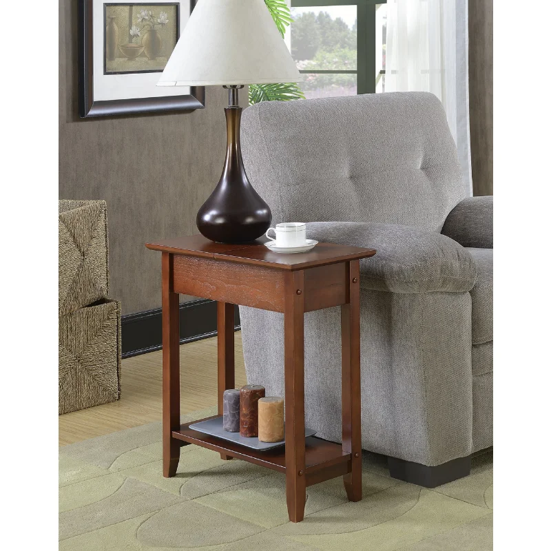 

Convenience Concepts American Heritage Flip Top End Table with Shelf, Mahogany living room furniture