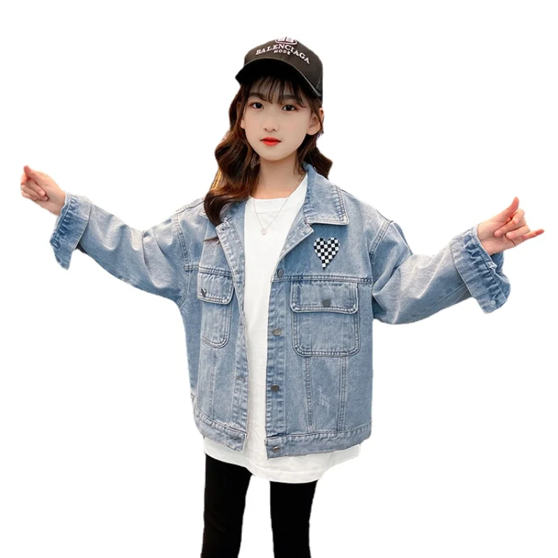 Girls Clothes Denim Jacket Spring Autumn New Fashion Lapel Tops Kids Clothing for Teens Love Design Casual Outerwear 8 10 12 14Y
Girls Clothes Denim Jacket Spring Autumn New Fashion Lapel Tops Kids Clothing for Teens Love Design Casual Outerwear 8 10 12 14Y
