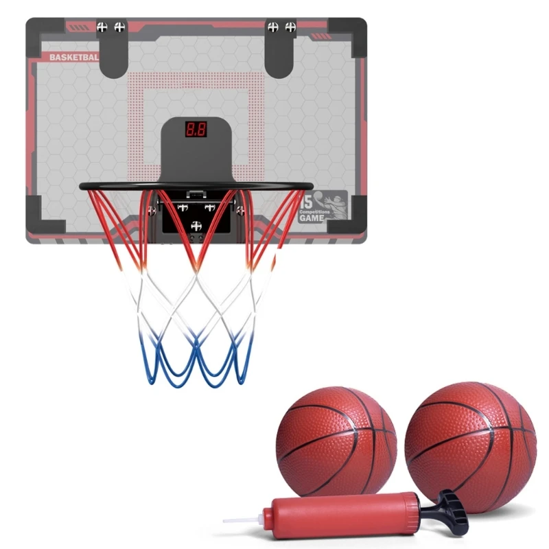 

Indoor Basketball Hoop Kids Small Basketball Hoop for Door with Automatic Scoring Basketball Toy Wall Mount Outdoor Gift