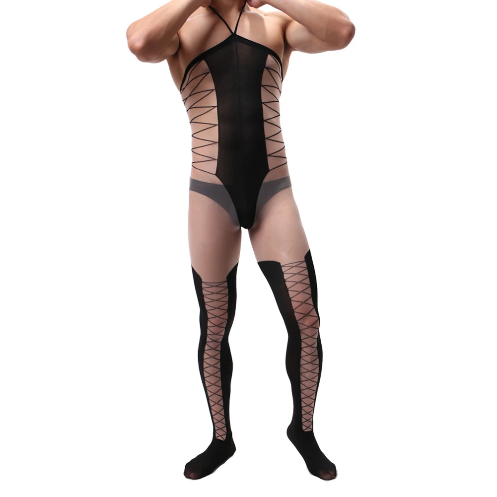 Sexy Men Jumpsuit Ultra-thin Sheer Bodysuit Elastic Slimming See Through Body Stockings Hollow Halter Neck Nightwear Erotic Wear
Sexy Men Jumpsuit Ultra-thin Sheer Bodysuit Elastic Slimming See Through Body Stockings Hollow Halter Neck Nightwear Erotic Wear