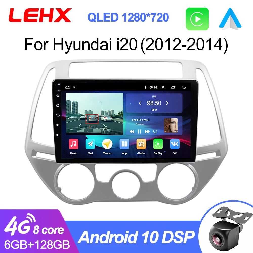 Автомагнитола LEHX Android 10 2 Din Dsp Авторадио мультимедийный видеоплеер для Hyundai I20 2010 -