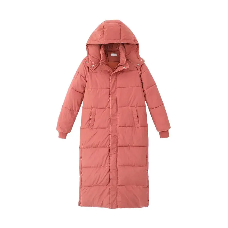 

New Winter Thick Hooded Long Jackets for women High Quality Slim Fitted Warm Cozy Pockets Solid Windproof Ankle-Length Overcoats