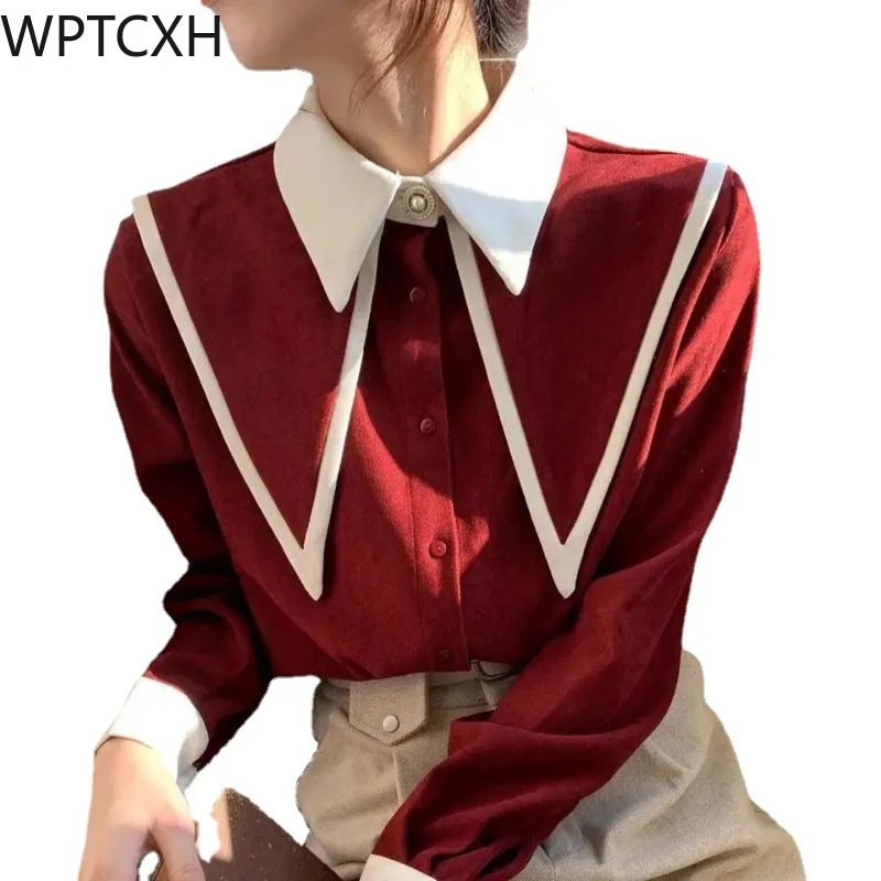 

New Long Sleeve Shirt Office Ladies Blouse Vintage Work Fashion Preppy Style Tops Elegant Women Slimming Shirts Spring Autumn