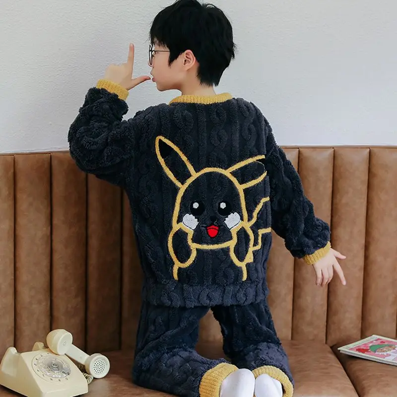 New Kawaii Pokemon Pikachu Cartoon Children's Warm Pajamas Boys Kids Winter Flannel Pajamas Set Anime Home Clothes Children Gift
New Kawaii Pokemon Pikachu Cartoon Children's Warm Pajamas Boys Kids Winter Flannel Pajamas Set Anime Home Clothes Children Gift