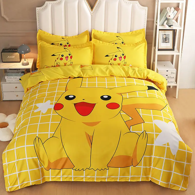 

Kawaii Cute Yellow Pikachu Kids Duvet Cover Children Boys and Girls Cartoon Bedding Set Comforter Cover Bedroom Decoration Gifts