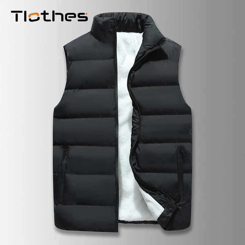 

Fall Winter Mens Vests Outerwear Warm Black Puffer Vest Men Plus Size 7XL 8XL Puffy Vest Men Quilted Jacket Casual Fleece Vest