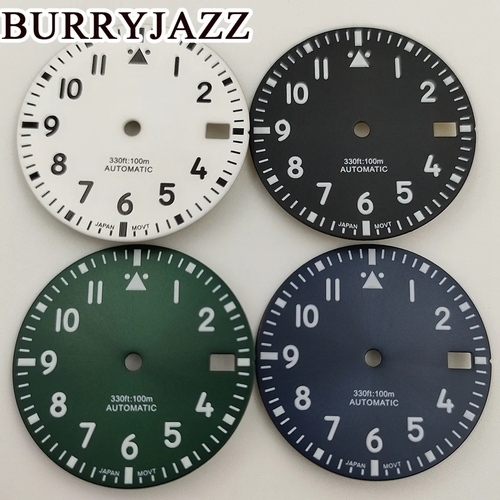 Стерильный циферблат для часов BURRYJAZZ, 29 мм, черный, белый, синий, зеленый цвета, светящийся циферблат, подходит для движения NH35
Стерильный циферблат для часов BURRYJAZZ, 29 мм, черный, белый, синий, зеленый цвета, светящийся циферблат, подходит для движения NH35