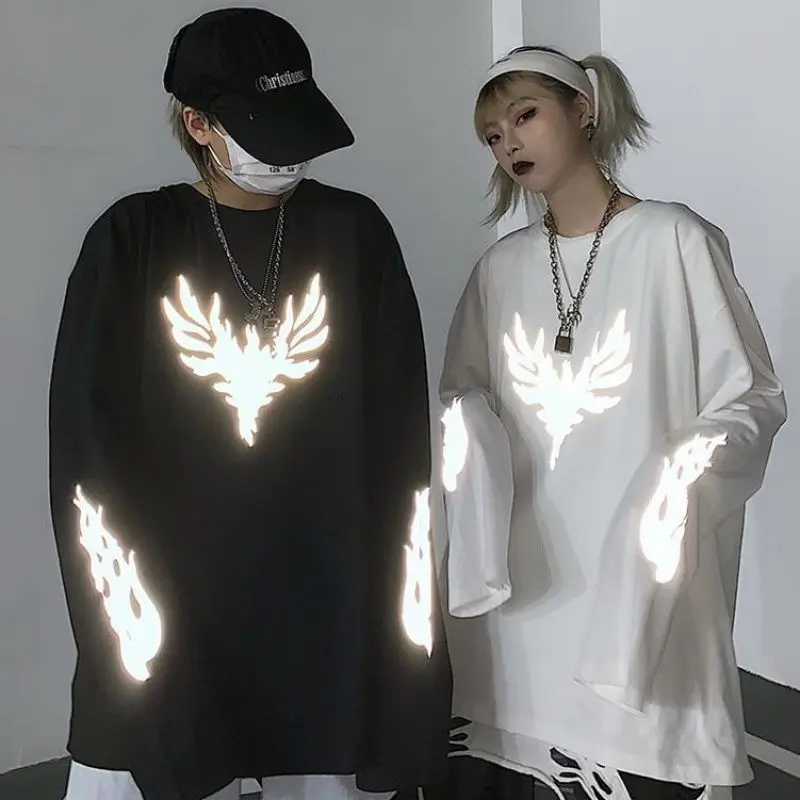 Korean Trend Retro Street Hip-hop Reflective Print Couple Long Sleeved T-shirt For Male And Female Students Harajuku Vintage
Korean Trend Retro Street Hip-hop Reflective Print Couple Long Sleeved T-shirt For Male And Female Students Harajuku Vintage