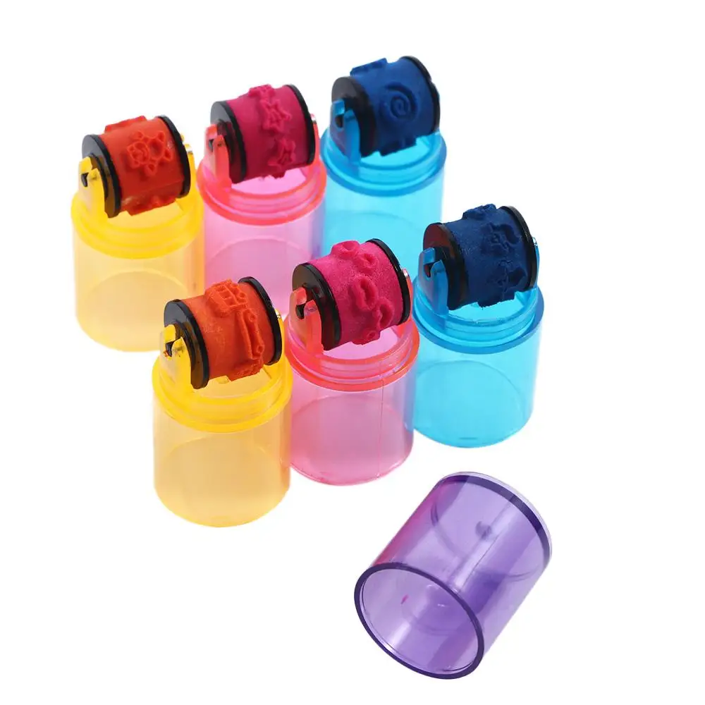

Seal Stamp Plastic Photo Album Stamps Roller Seal DIY Diary Decor Painting Roller Stamper Sets Seal Stamp Colorful Ink Pad