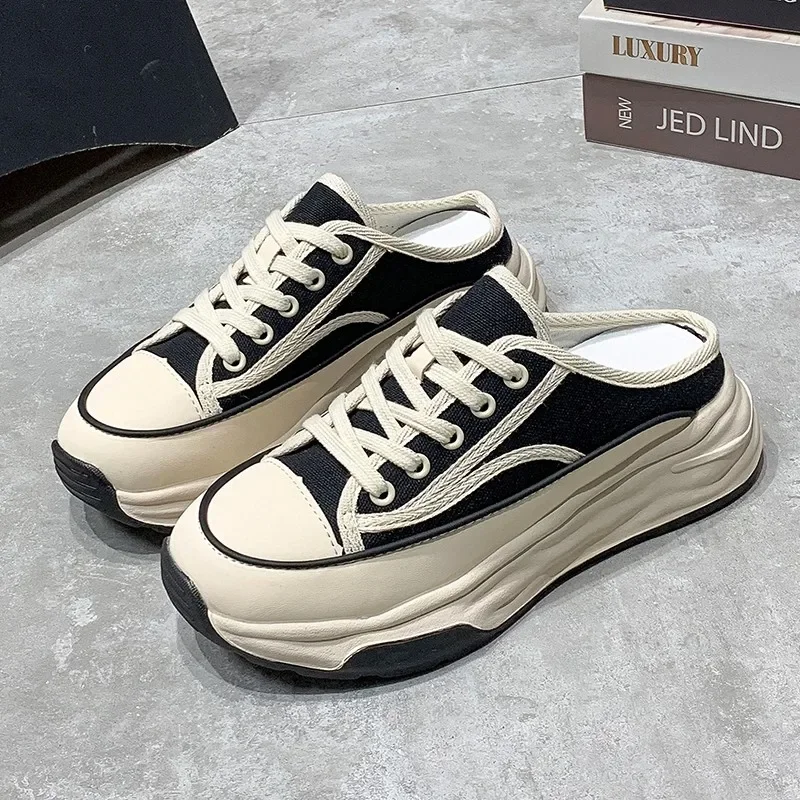 2023 Spring Autumn Women's Slippers Fashion Baotou Half Slippers Wear New Style Muffin Lace-Up Casual Canvas Slippers of Women
2023 Spring Autumn Women's Slippers Fashion Baotou Half Slippers Wear New Style Muffin Lace-Up Casual Canvas Slippers of Women