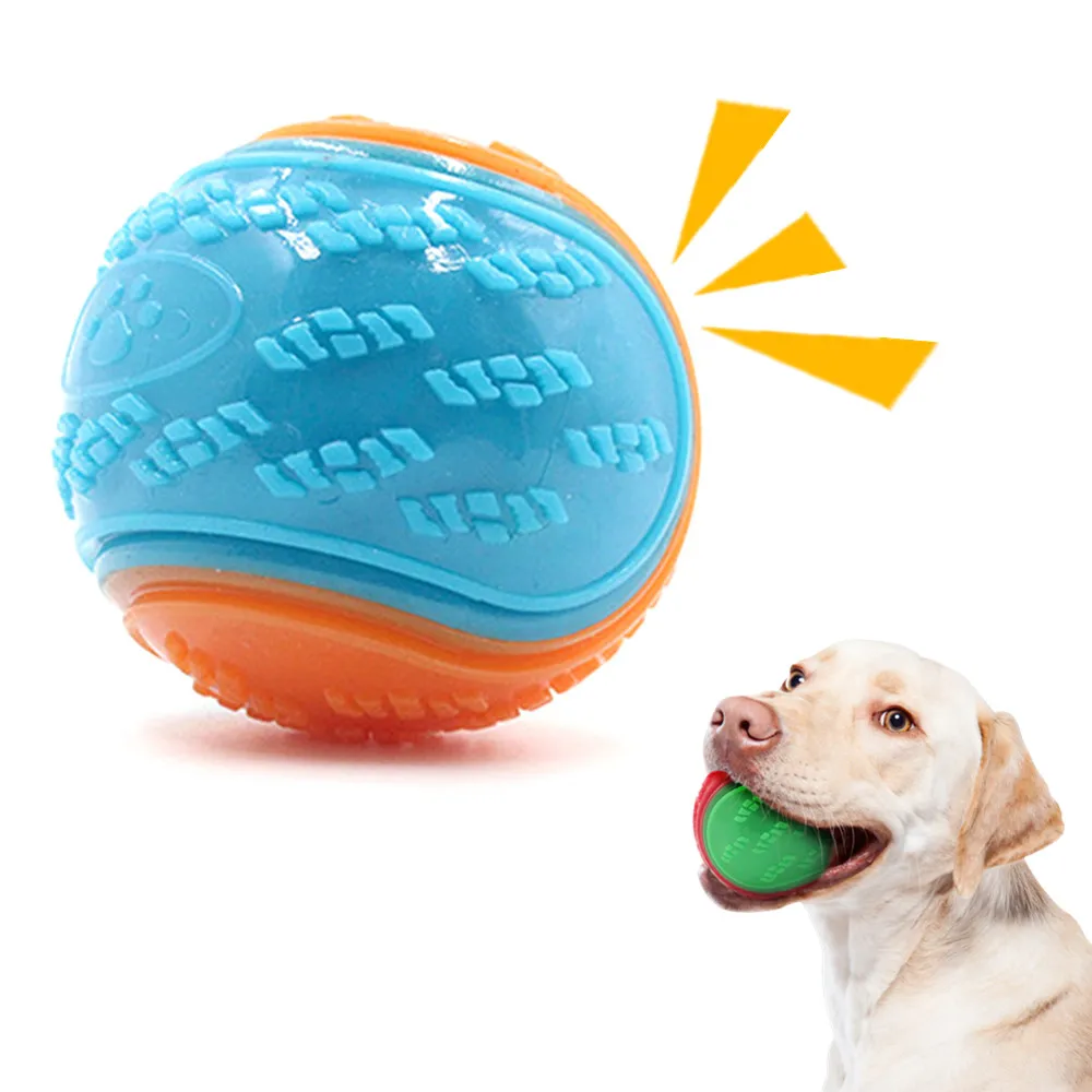 

Dog Interactive Toy Bite Resistant Squeaky Ball Dog Chew Toys for Aggressive Chewers Puppy Dogs Rubber Training Elastic Balls