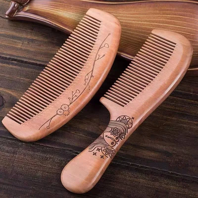 

Natural Wooden Comb Handmade No Static Detangling Hair Beard Comb for Women Men Straight Curly All Hair Style